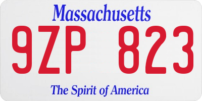 MA license plate 9ZP823