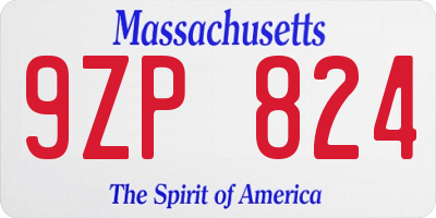 MA license plate 9ZP824