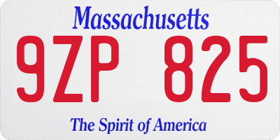 MA license plate 9ZP825