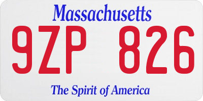 MA license plate 9ZP826