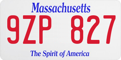 MA license plate 9ZP827