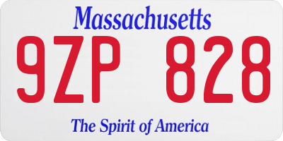 MA license plate 9ZP828