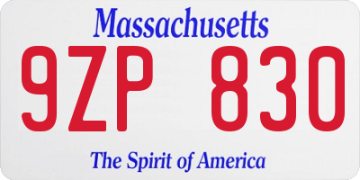 MA license plate 9ZP830