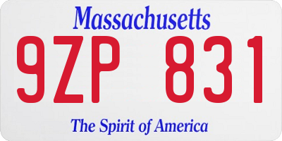 MA license plate 9ZP831