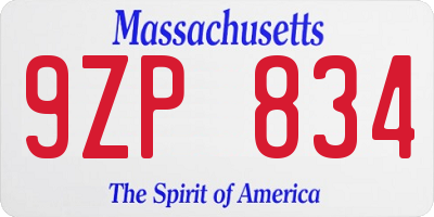 MA license plate 9ZP834