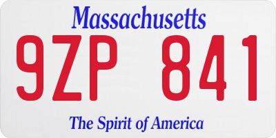 MA license plate 9ZP841