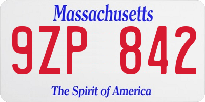 MA license plate 9ZP842