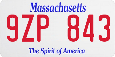 MA license plate 9ZP843