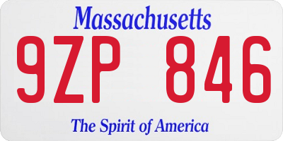 MA license plate 9ZP846
