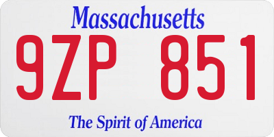 MA license plate 9ZP851