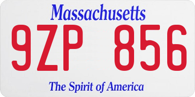 MA license plate 9ZP856