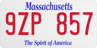 MA license plate 9ZP857
