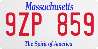 MA license plate 9ZP859