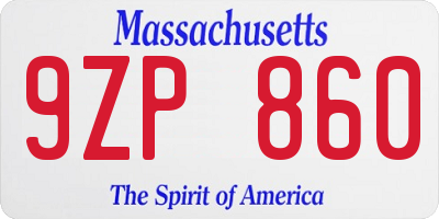 MA license plate 9ZP860