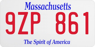 MA license plate 9ZP861