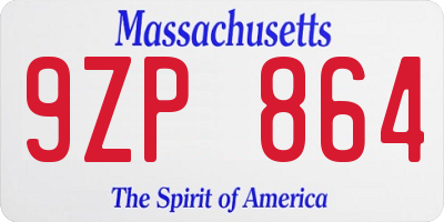 MA license plate 9ZP864