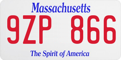 MA license plate 9ZP866