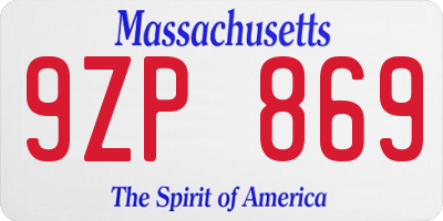 MA license plate 9ZP869
