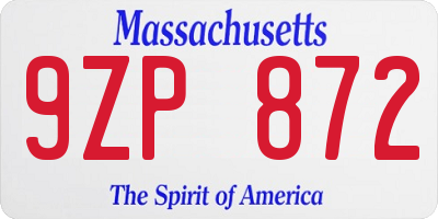 MA license plate 9ZP872