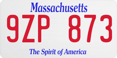 MA license plate 9ZP873