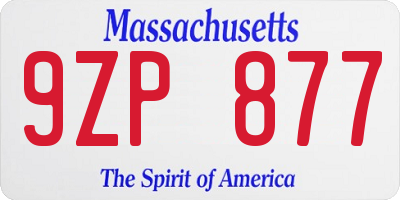 MA license plate 9ZP877