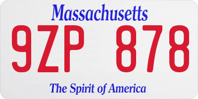 MA license plate 9ZP878