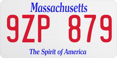 MA license plate 9ZP879