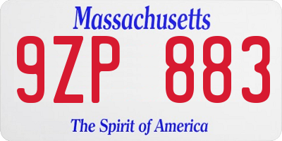 MA license plate 9ZP883