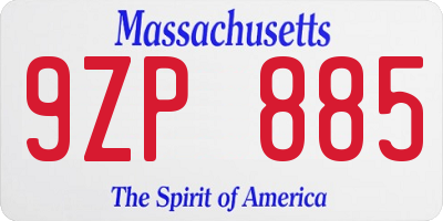 MA license plate 9ZP885