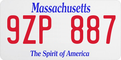 MA license plate 9ZP887