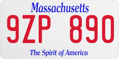 MA license plate 9ZP890