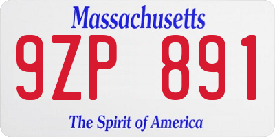 MA license plate 9ZP891