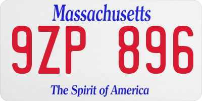 MA license plate 9ZP896