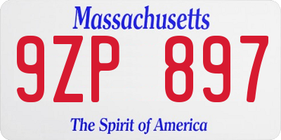MA license plate 9ZP897