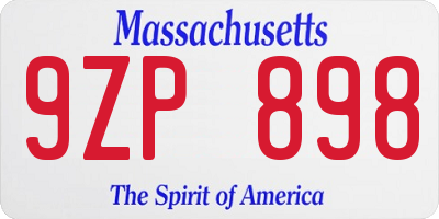 MA license plate 9ZP898