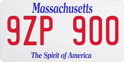 MA license plate 9ZP900