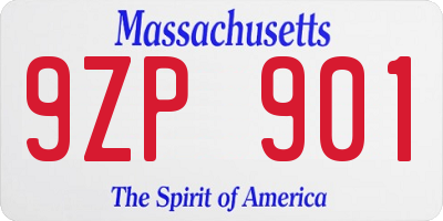 MA license plate 9ZP901