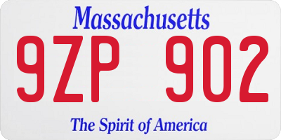 MA license plate 9ZP902