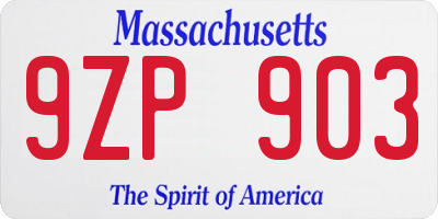 MA license plate 9ZP903