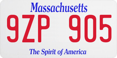 MA license plate 9ZP905