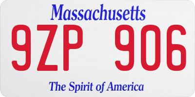 MA license plate 9ZP906