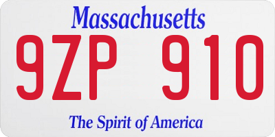 MA license plate 9ZP910