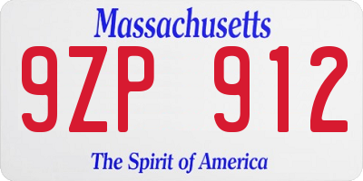 MA license plate 9ZP912