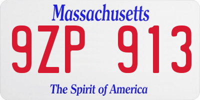 MA license plate 9ZP913