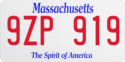 MA license plate 9ZP919