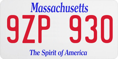 MA license plate 9ZP930