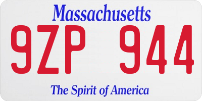 MA license plate 9ZP944