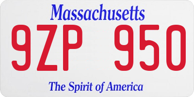 MA license plate 9ZP950