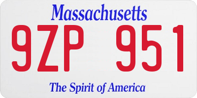 MA license plate 9ZP951