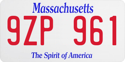 MA license plate 9ZP961